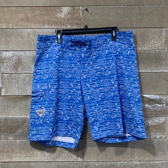 Columbia PFG blue/white board shorts size 36 waist - Picture 1 of 9